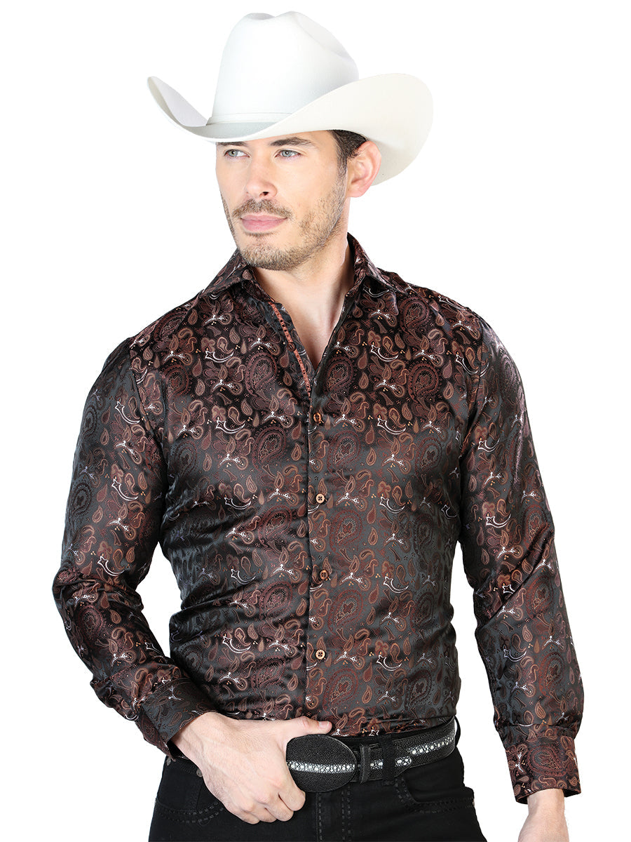 Camisa Manga Larga El Señor de los Cielos Casual Manga Larga El 2108025 % Microfibra () Negro/MarróN