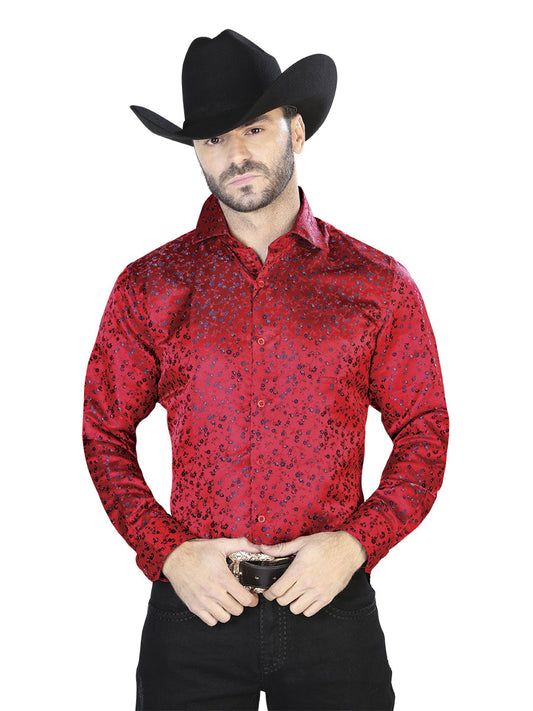 Camisa Vaquera de Hombre El Señor de los Cielos Manga Larga Casual en 100% Microfibra (Poliéster) Color Rojo/Azul 43764