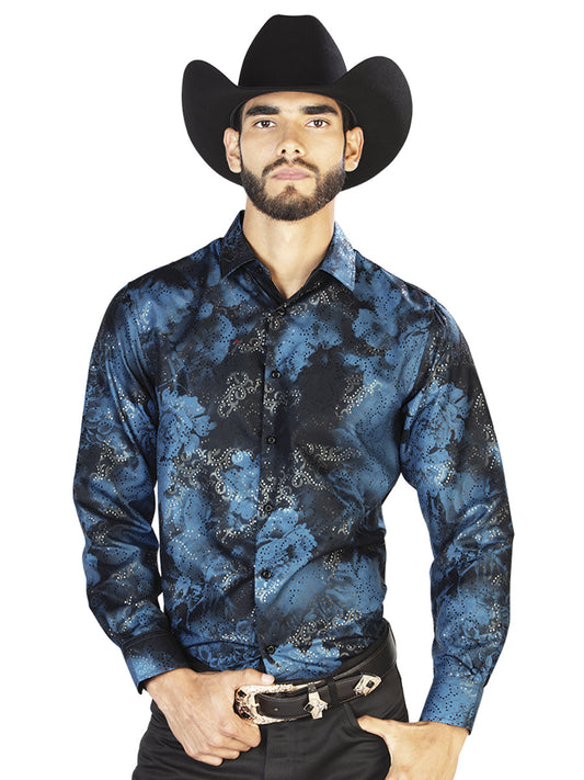 Camisa Vaquera de Hombre El Señor de los Cielos WH7-015 Manga Larga Casual en 100% Poliéster Color Negro 43771