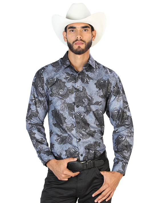 Camisa Vaquera de Hombre El Señor de los Cielos Manga Larga Casual en 100% Poliéster Color Negro 43775