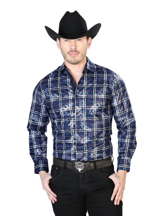 Camisa Vaquera de Hombre El Señor de los Cielos Manga Larga Casual en 100% Poliéster Color Negro 43821