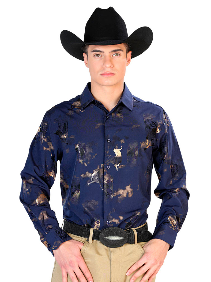 Camisa Manga Larga El Señor de los Cielos Casual Manga Larga El Wh7 97% 3% Azul Marino
