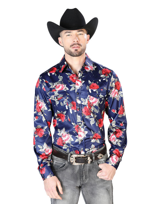 Camisa Vaquera de Hombre El Señor de los Cielos Manga Larga Casual en 97% Poliéster 3% Lycra Color Azul 43937
