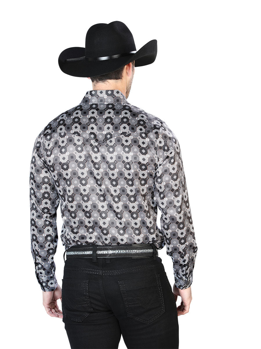 Camisa Manga Larga Negro Y Gris Casual Manga Larga