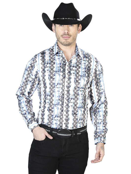 Camisa Vaquera de Hombre El Señor de los Cielos Manga Larga Casual en 97% Poliéster 3% Lycra Color Gris 43940