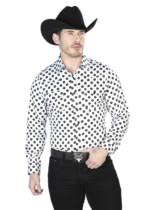 Camisa Vaquera de Hombre El Señor de los Cielos Manga Larga Broche Casual en 97% Poliéster 3% Lycra Color Gris/Negro 43964