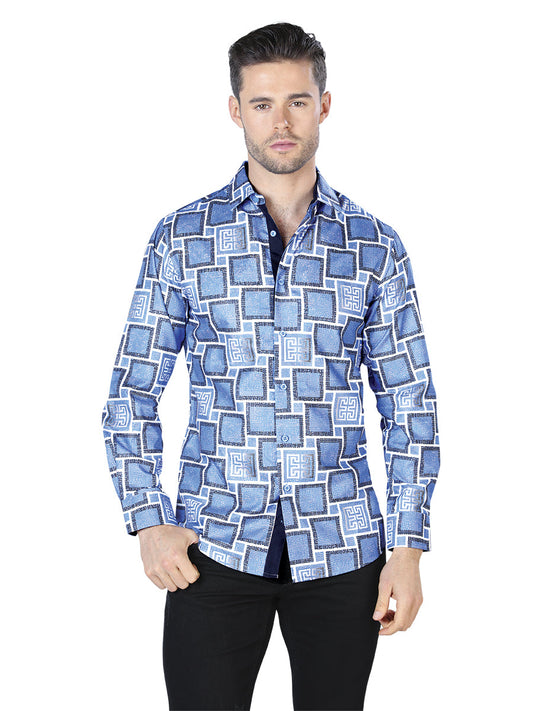 Camisa Vaquera de Hombre El Señor de los Cielos Manga Larga Casual en 100% Poliéster Color Azul 44004
