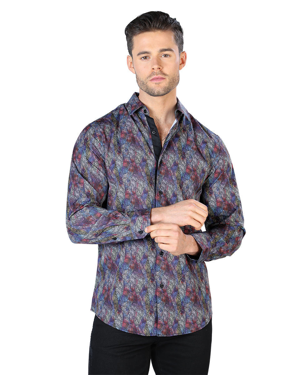 Camisa Manga Larga Negro Multicolor Manga Larga
