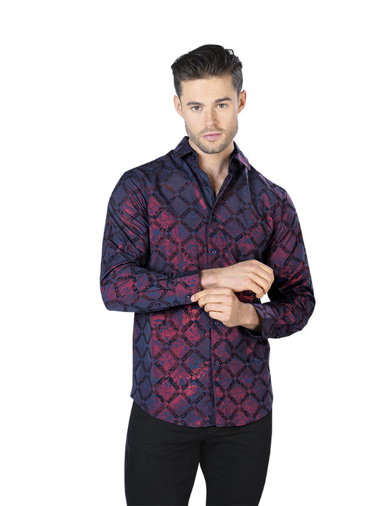 Camisa Vaquera de Hombre El Señor de los Cielos WH10-054 Manga Larga Casual en 97% Poliéster 3% Spandex Color Negro 44056