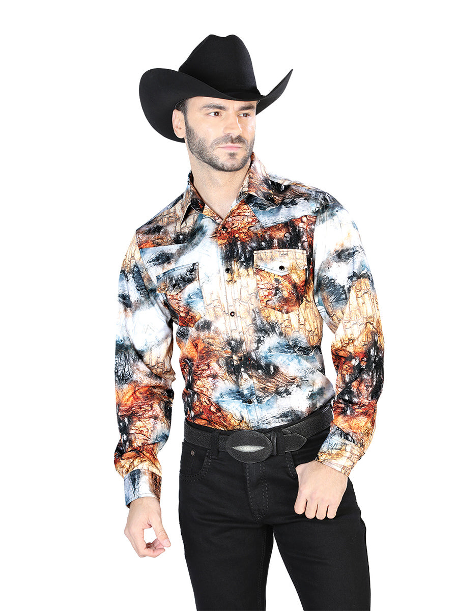 Camisa Manga Larga Amarillo Negro Casual Manga Larga