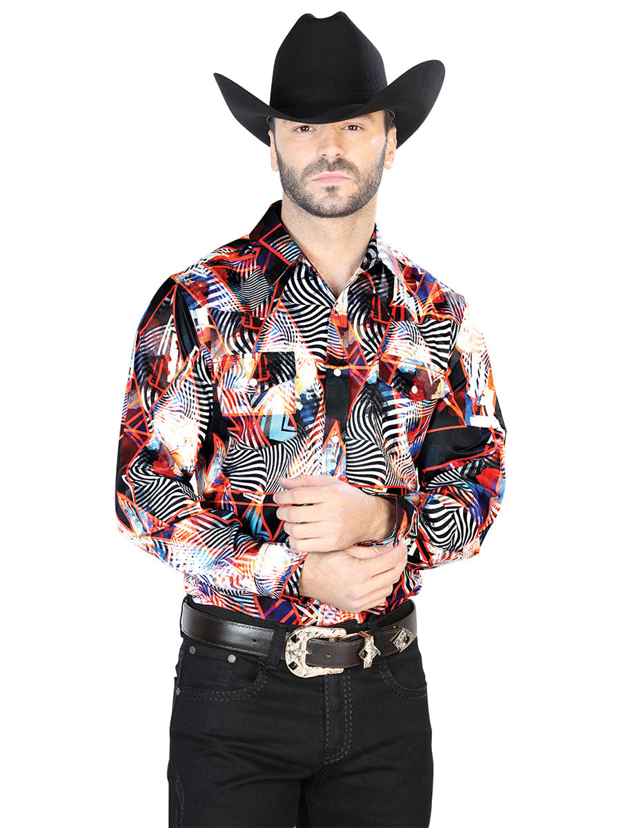 Camisa Manga Larga BorgoñA/Blanco Casual Manga Larga