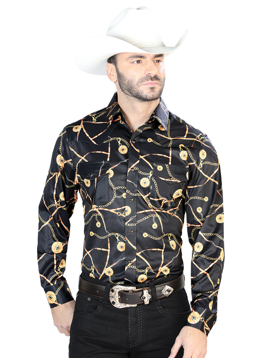 Camisa Manga Larga Negro Casual Manga Larga