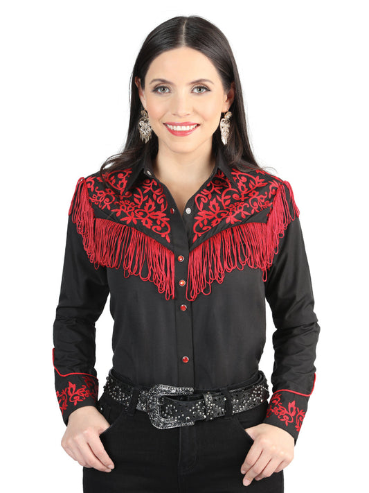 Camisa Vaquera de Mujer El Señor de los Cielos Manga Larga Bordada en 65% Poliéster 35% Algodón Color Negro 44181
