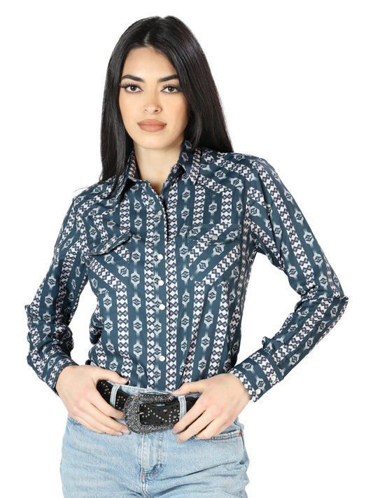 Camisa Vaquera de Mujer El Señor de los Cielos Manga Larga en 65% Poliéster 35% Algodón Color Negro 44202