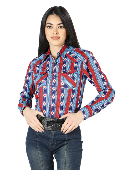 Camisa Vaquera de Mujer El Señor de los Cielos Manga Larga en 65% Poliéster 35% Algodón Color Azul 44213