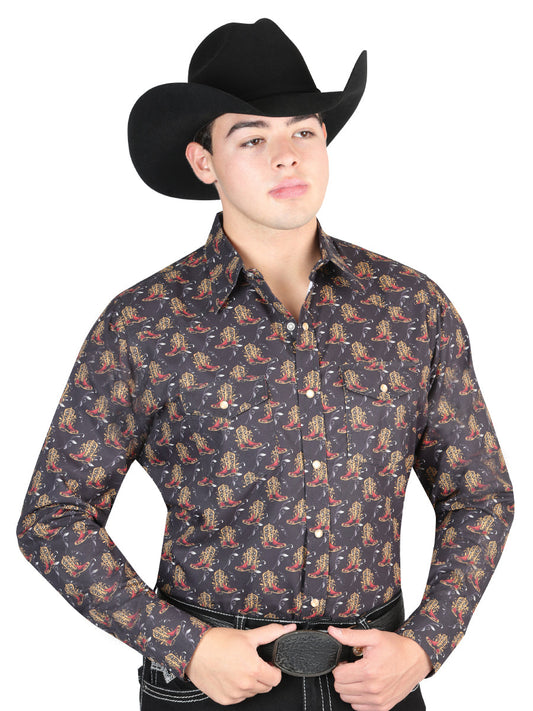 Camisa Vaquera de Hombre El General Manga Larga Broche Casual en 65% Poliéster 35% Algodón Color Negro 44304