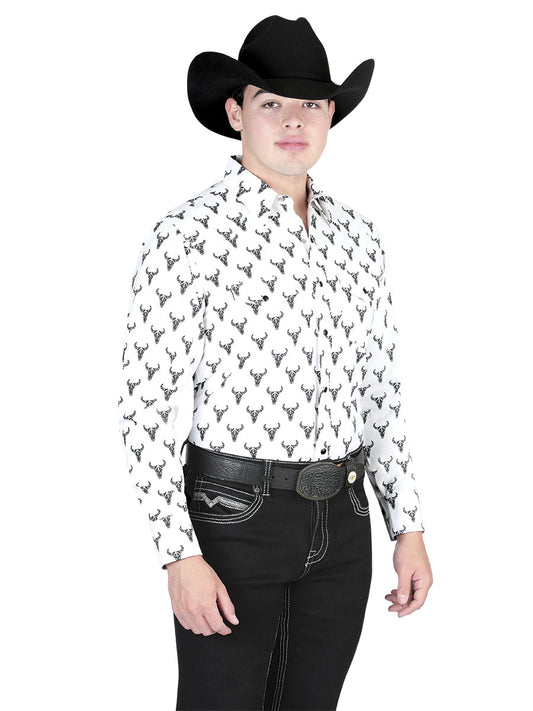Camisa Vaquera de Hombre El General Manga Larga Broche Casual en 65% Poliéster 35% Algodón Color Blanco 44305