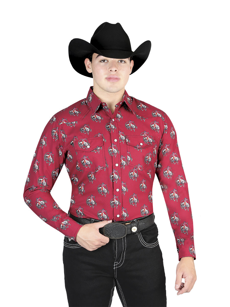 Camisa Manga Larga El General Rojo Vaquero