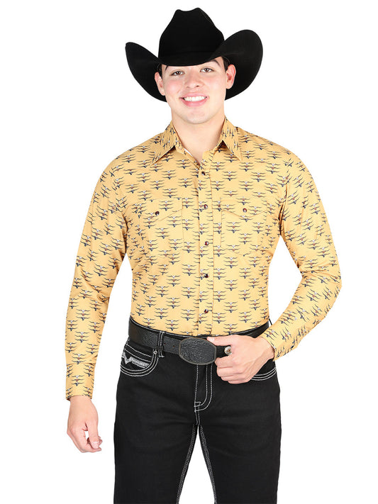 Camisa Vaquera de Hombre El General Manga Larga Broche Casual en 65% Poliéster 35% Algodón Color Khaki 44323