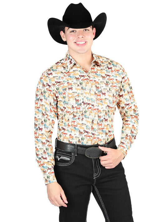 Camisa Vaquera de Hombre El General Manga Larga Broche Casual en 65% Poliéster 35% Algodón Color Khaki 44324