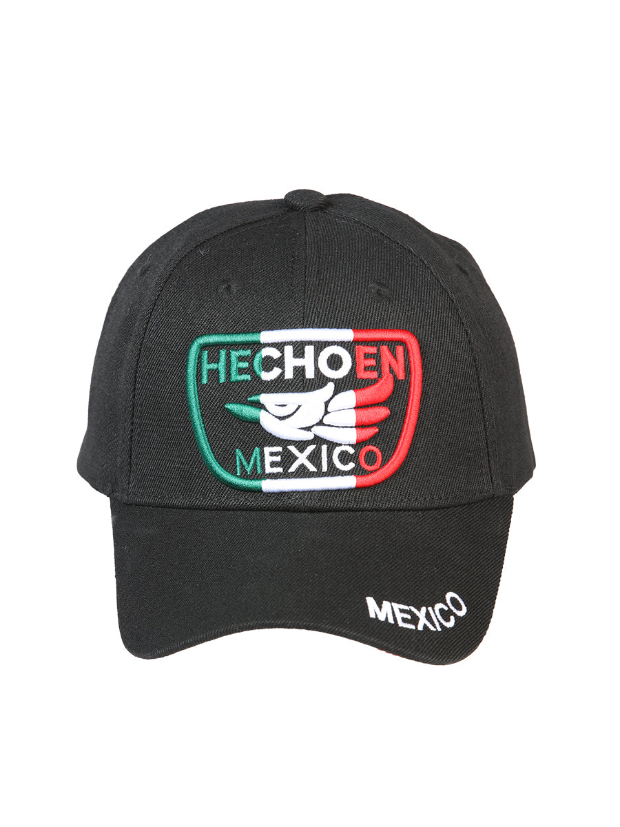 El General Gorra Hecho En Mexico Tela Negro/Tricolor