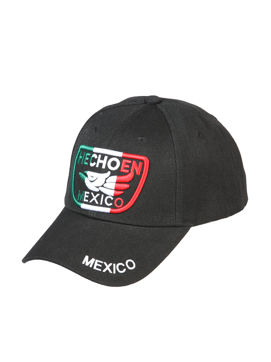 El General Gorra Hecho En Mexico Tela Negro/Tricolor