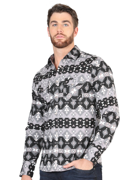 Camisa Vaquera de Hombre El Señor de los Cielos Manga Larga Broche Casual en 97% Algodón 3% Lycra Color Negro 44397