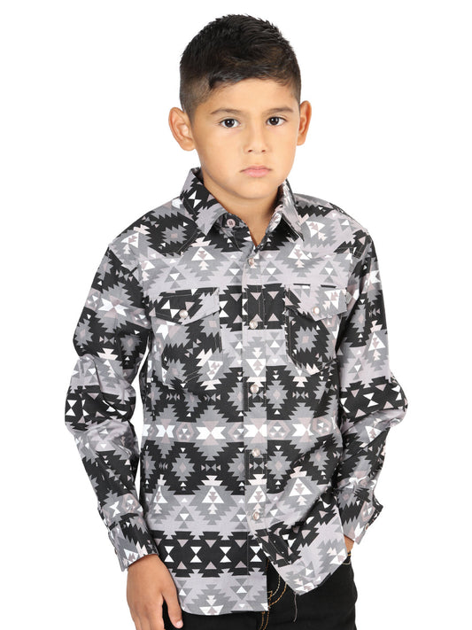 Camisa Vaquera de Niño El Señor de los Cielos Manga Larga Broche Casual en 97% Algodón 3% Lycra Color Negro 44415