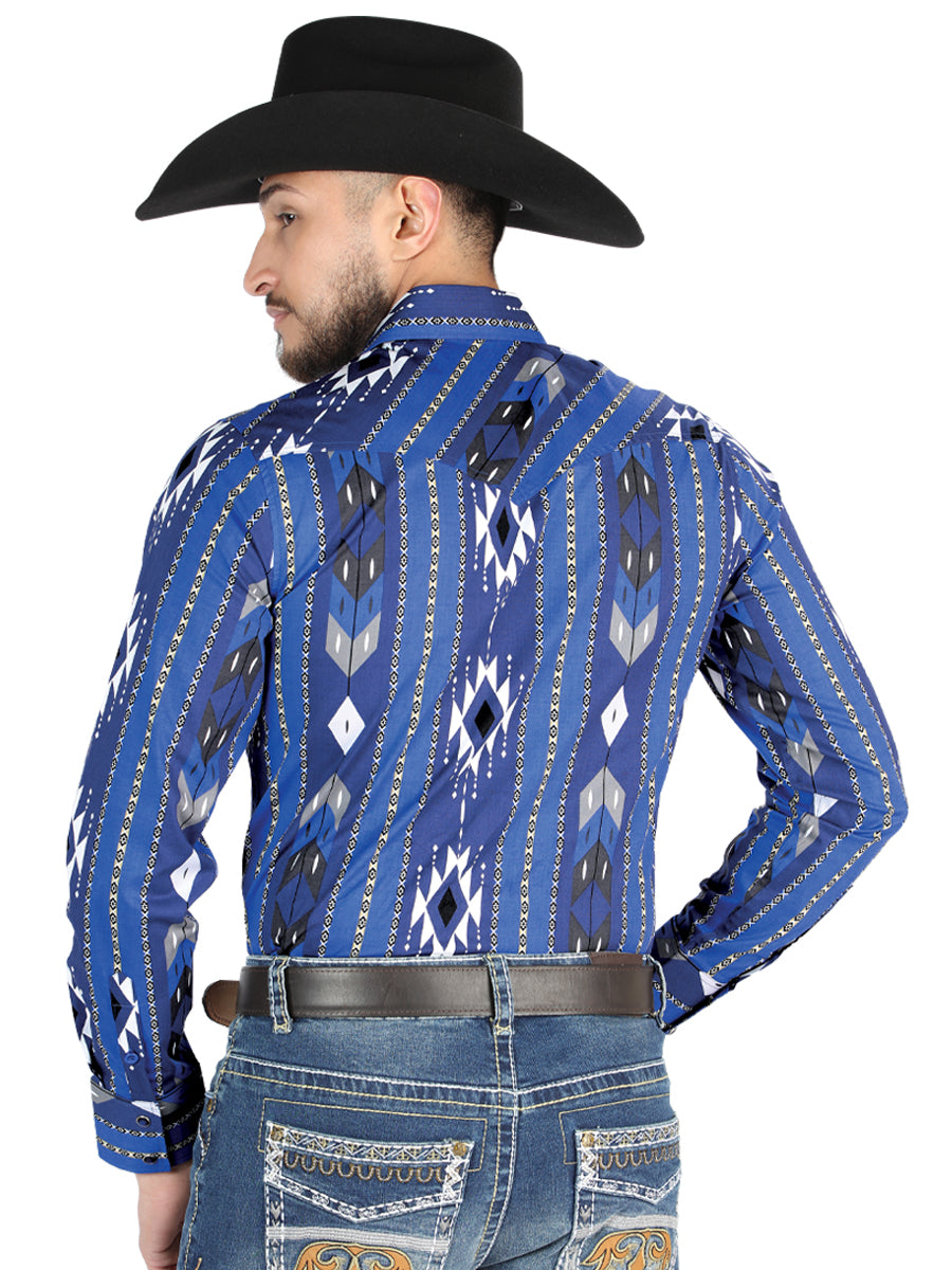 Camisa Manga Larga El General Casual Manga Larga Azul
