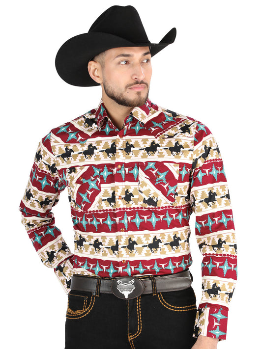 Camisa Vaquera de Hombre El Señor de los Cielos Manga Larga Broche Casual en 97% Algodón 3% Lycra Color Negro/Dorado 44476