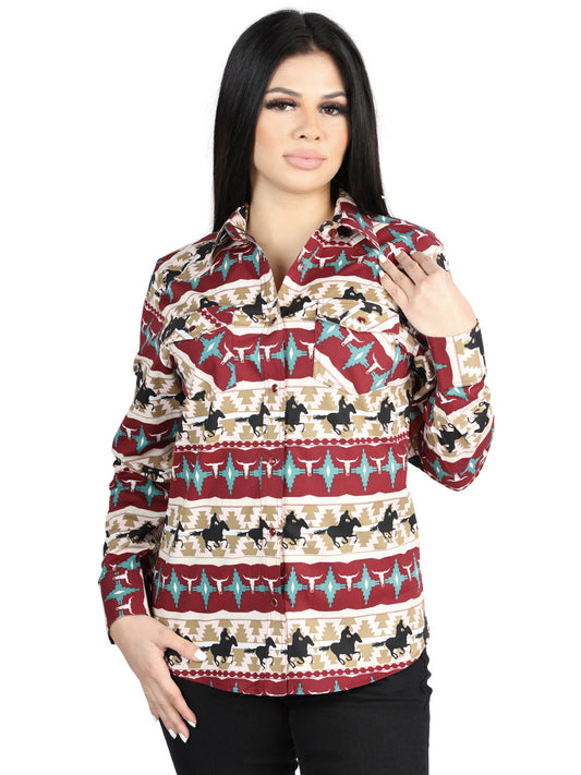 Camisa Vaquera de Mujer El Señor de los Cielos Manga Larga Broche Casual en 97% Algodón 3% Lycra Color Negro/Dorado 44480