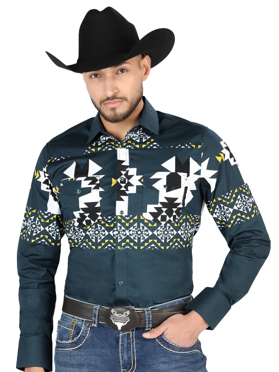 Camisa Manga Larga El General Casual Manga Larga Teal