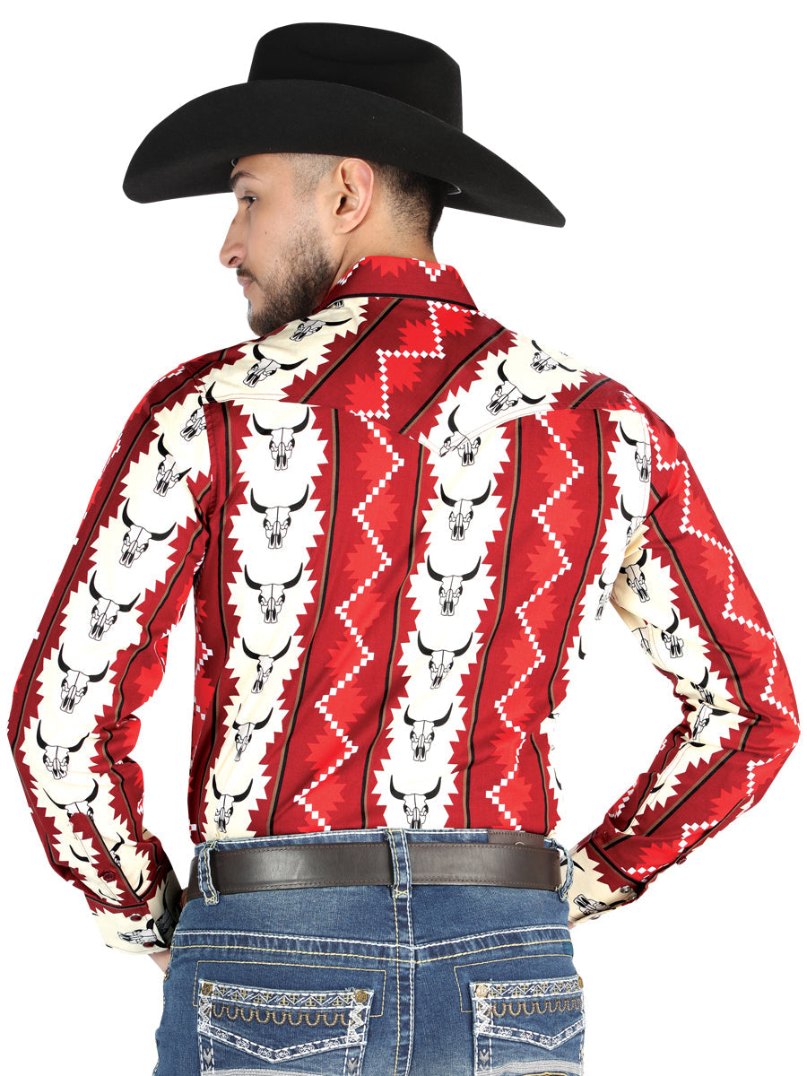 Camisa Manga Larga El General Casual Manga Larga BorgoñA