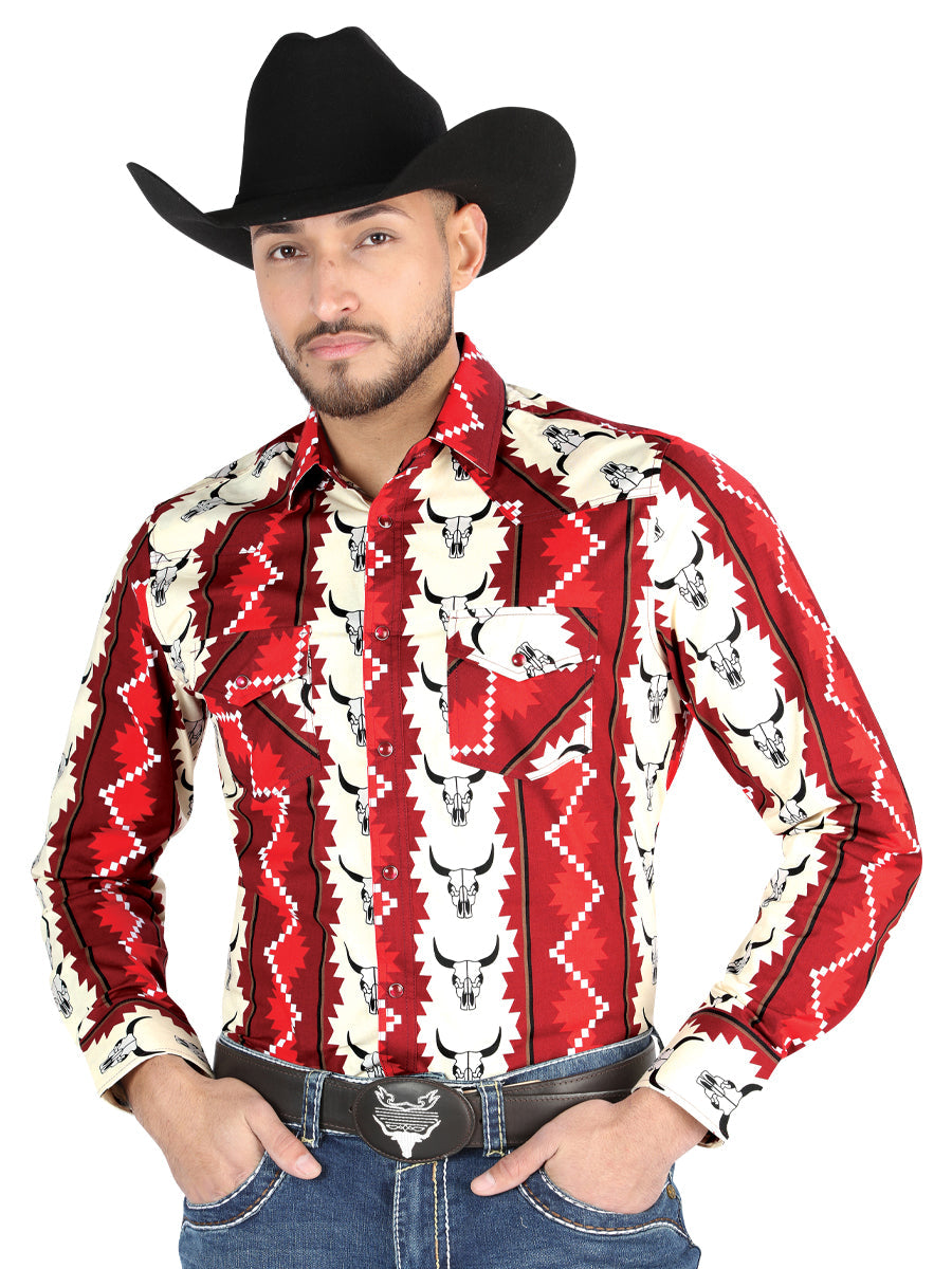 Camisa Manga Larga El General Casual Manga Larga BorgoñA