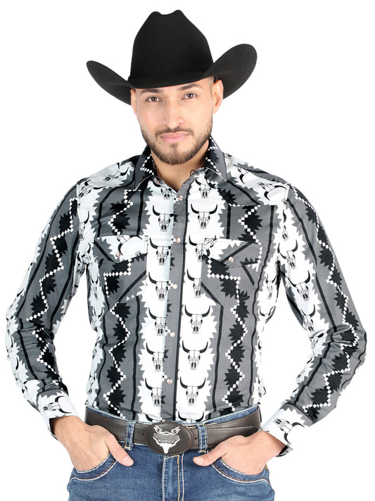 Camisa Vaquera de Hombre El Señor de los Cielos Manga Larga Broche Casual en 97% Algodón 3% Lycra Color Negro 44491