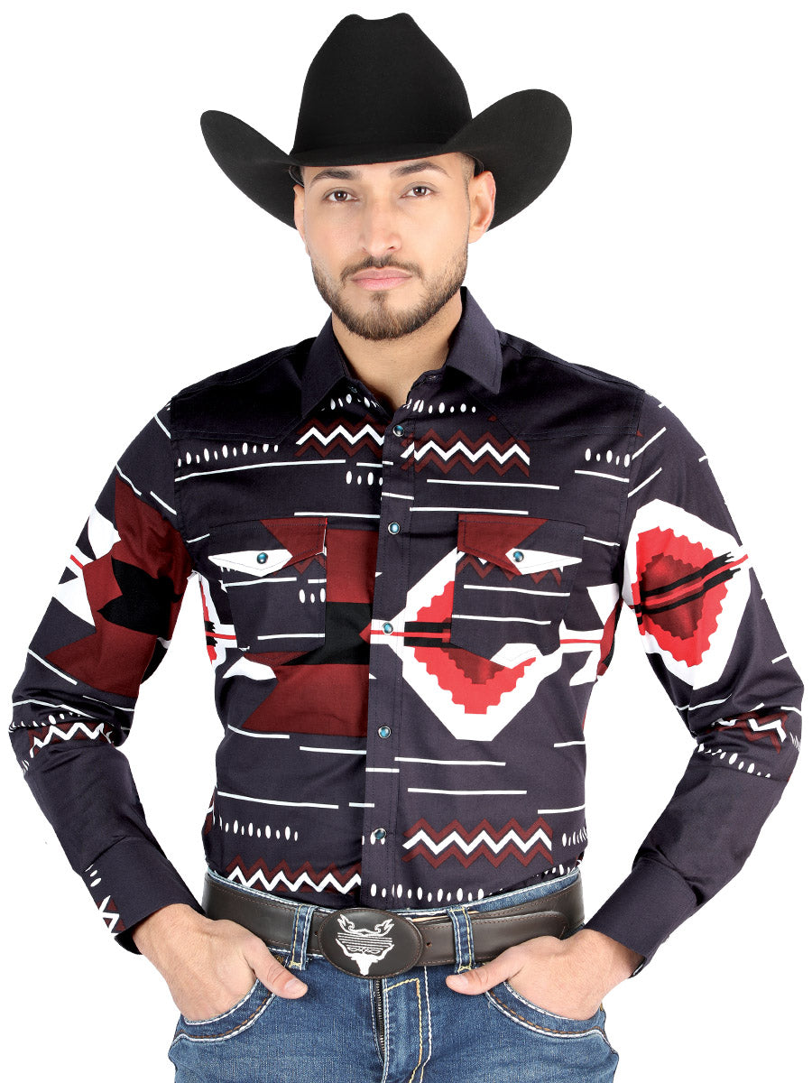 Camisa Manga Larga El General Casual Manga Larga BorgoñA