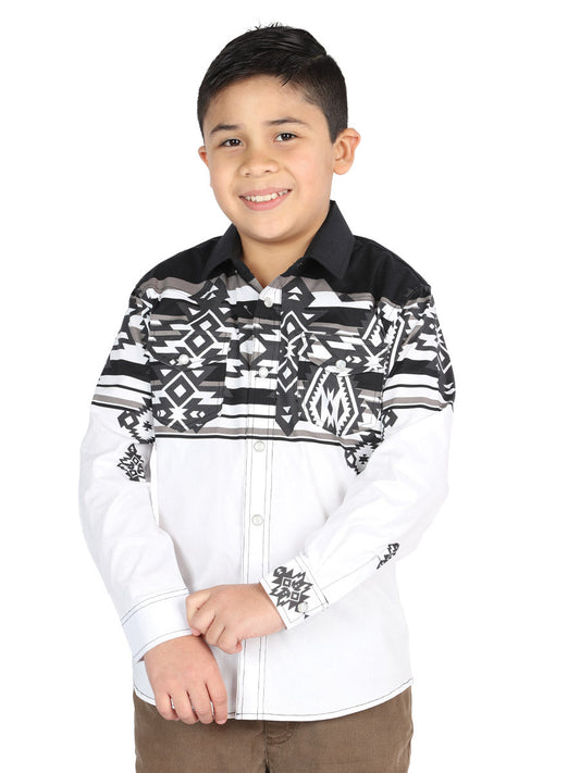 Camisa Vaquera de Niño El Señor de los Cielos Manga Larga Broche Casual en 97% Algodón 3% Lycra Color Negro 44505