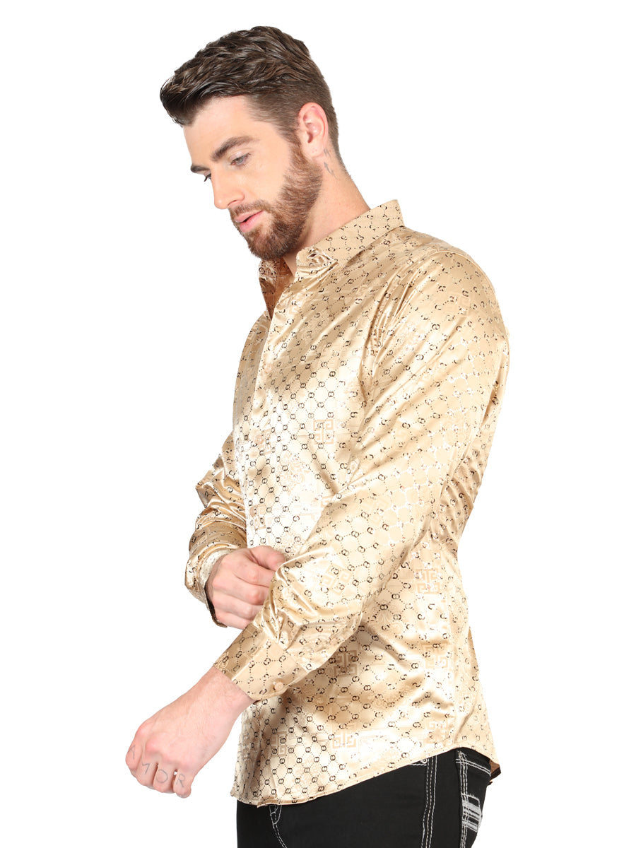Camisa Vaquera de Hombre El Señor de los Cielos WH05-104 Manga Larga Casual en 97% Poliéster 3% Spandex Color Beige 44547