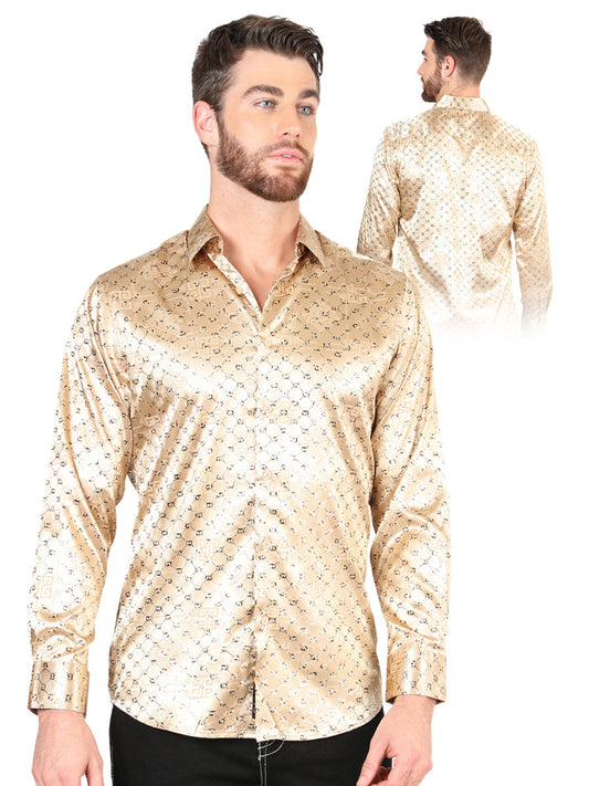 Camisa Vaquera de Hombre El Señor de los Cielos WH05-104 Manga Larga Casual en 97% Poliéster 3% Spandex Color Beige 44547