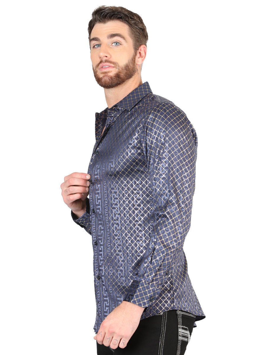 Camisa Manga Larga El General Azul Marino Azul Manga Larga