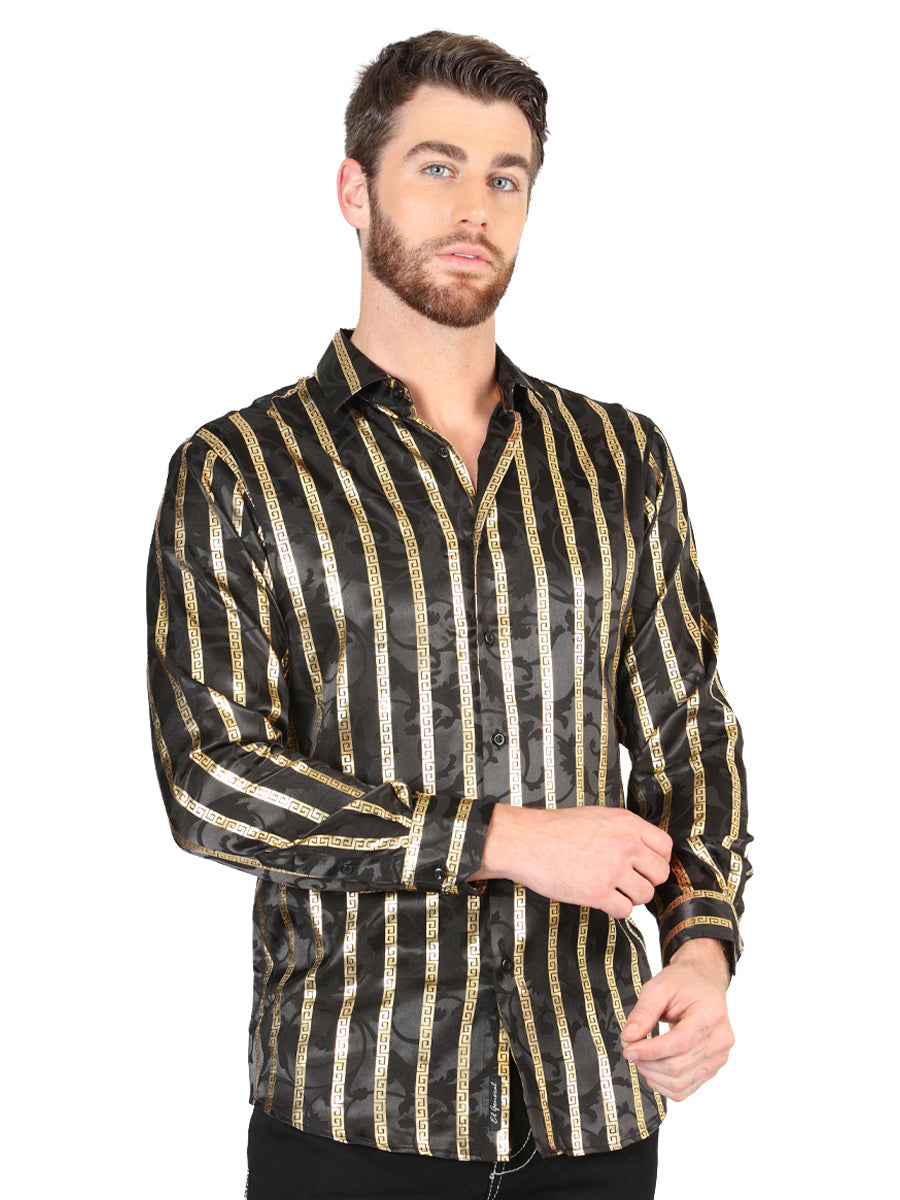 Camisa Manga Larga El General Negro/Dorado Manga Larga