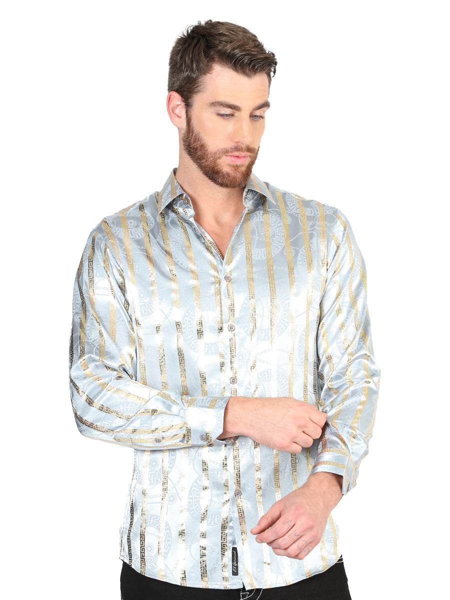 Camisa Manga Larga El General Gris/Dorado Manga Larga