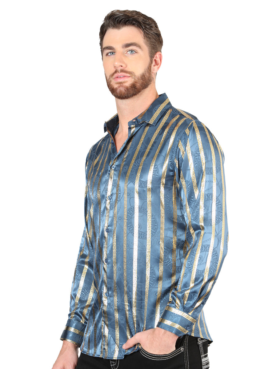 Camisa Manga Larga El General Teal Manga Larga