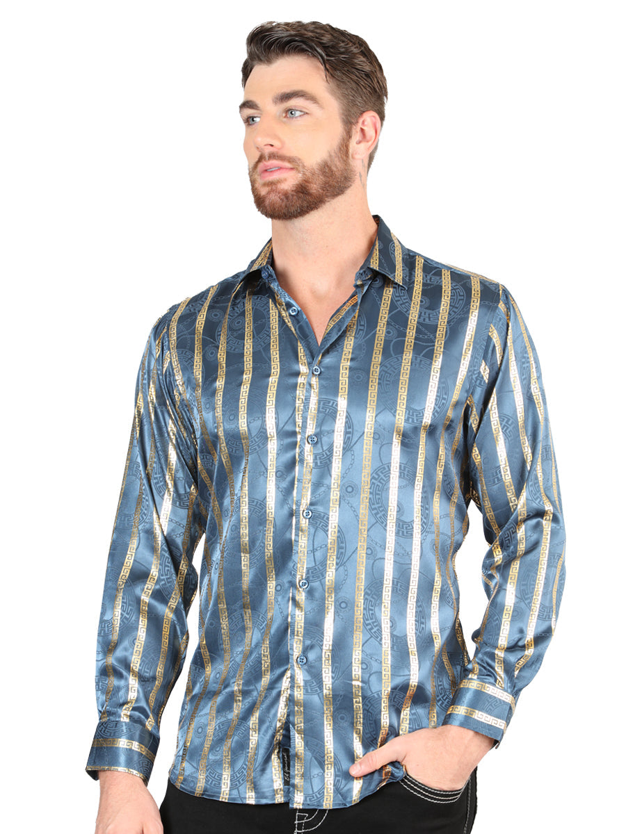 Camisa Manga Larga El General Teal Manga Larga