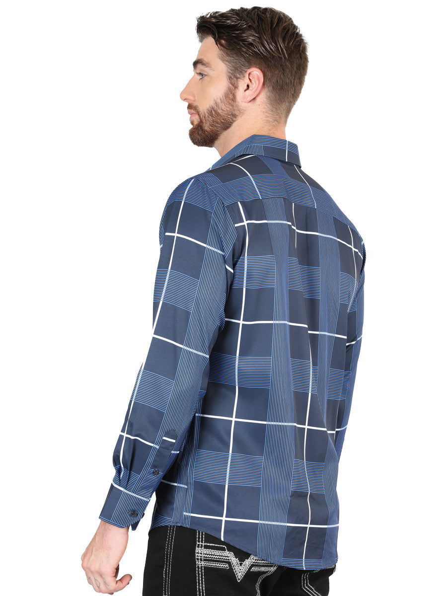 Camisa Manga Larga El General Azul Manga Larga