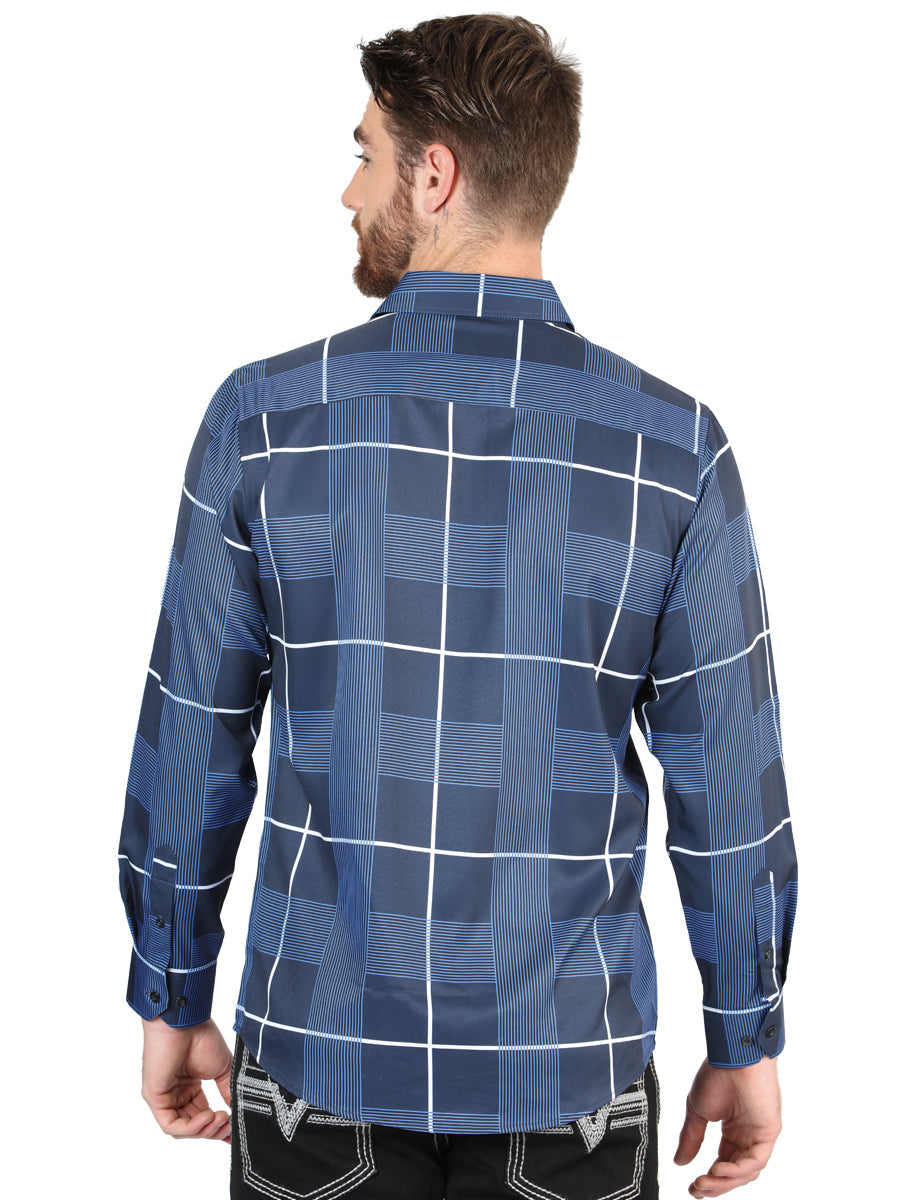 Camisa Manga Larga El General Azul Manga Larga
