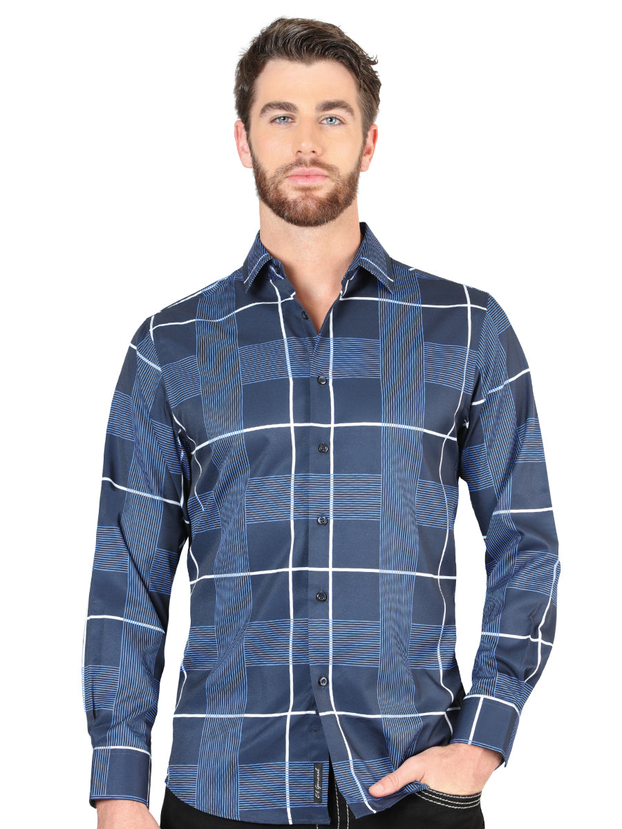 Camisa Manga Larga El General Azul Manga Larga