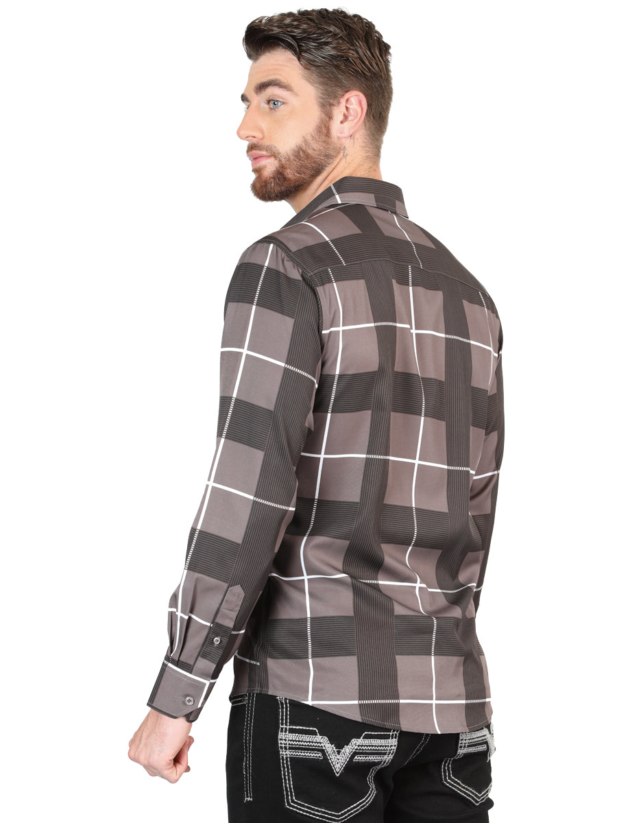 Camisa Manga Larga El General Gris Manga Larga