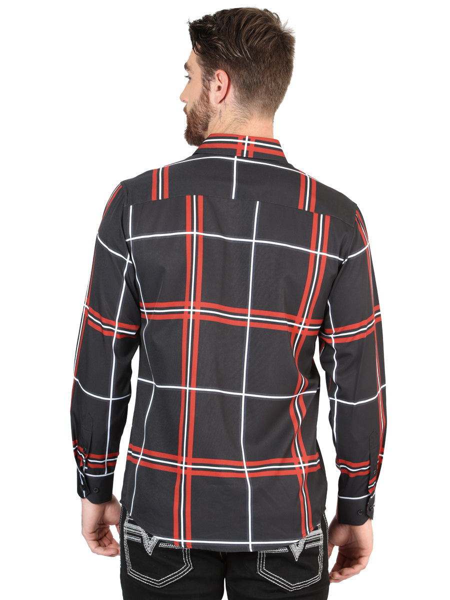 Camisa Vaquera de Hombre El Señor de los Cielos Manga Larga Casual en 97% Poliéster 3% Spandex Color Negro 44605