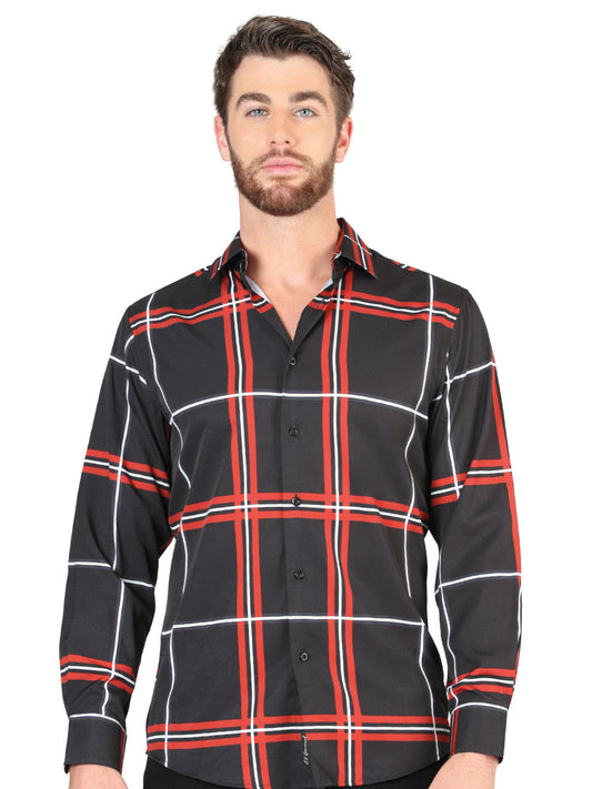 Camisa Vaquera de Hombre El Señor de los Cielos Manga Larga Casual en 97% Poliéster 3% Spandex Color Negro 44605
